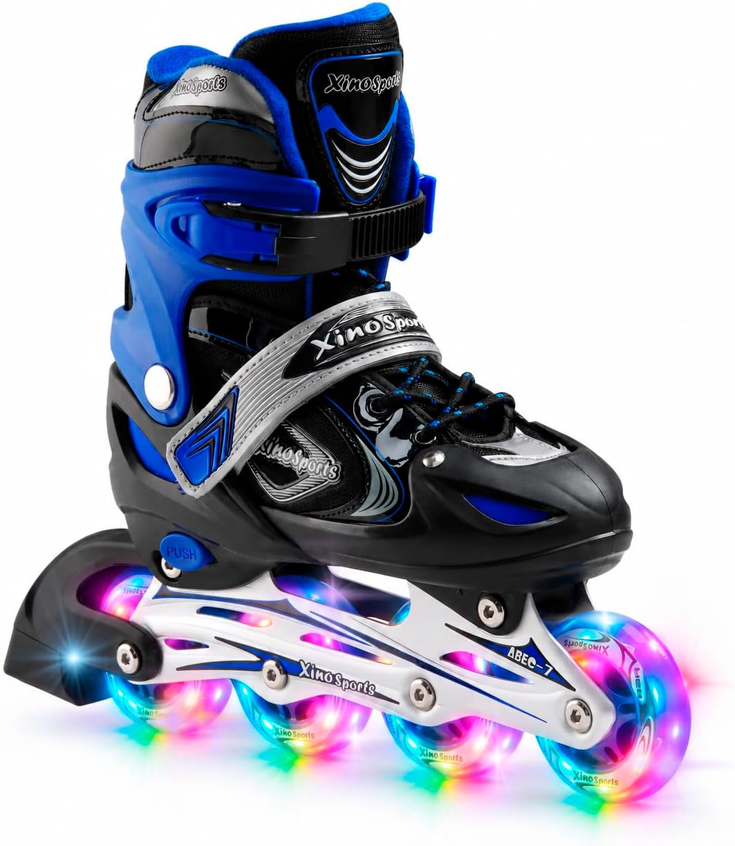 Kids Blue Light-Up Inline Skates | Adjustable | Xino Sports - Xino Sports